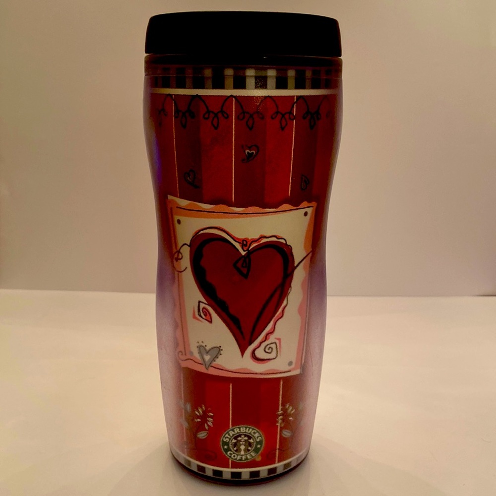 2002 Starbucks Coffee Co “Red Hearts”Themed Insulated Cup - Picture 1 of 15